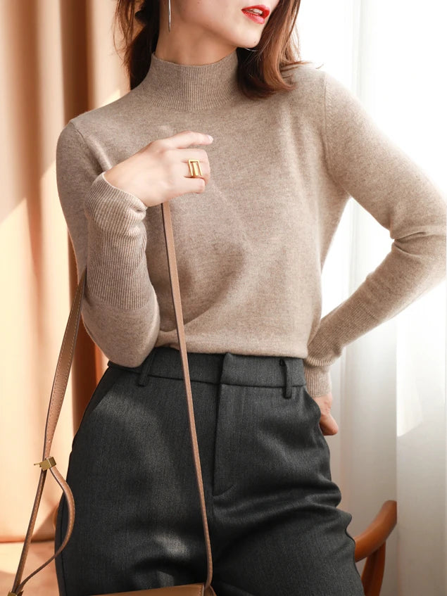 autumn winter chic bottom sweaters women fashion turtleneck pullover slim cashmere 2026 knitted Jumper Soft Warm Pull Femme