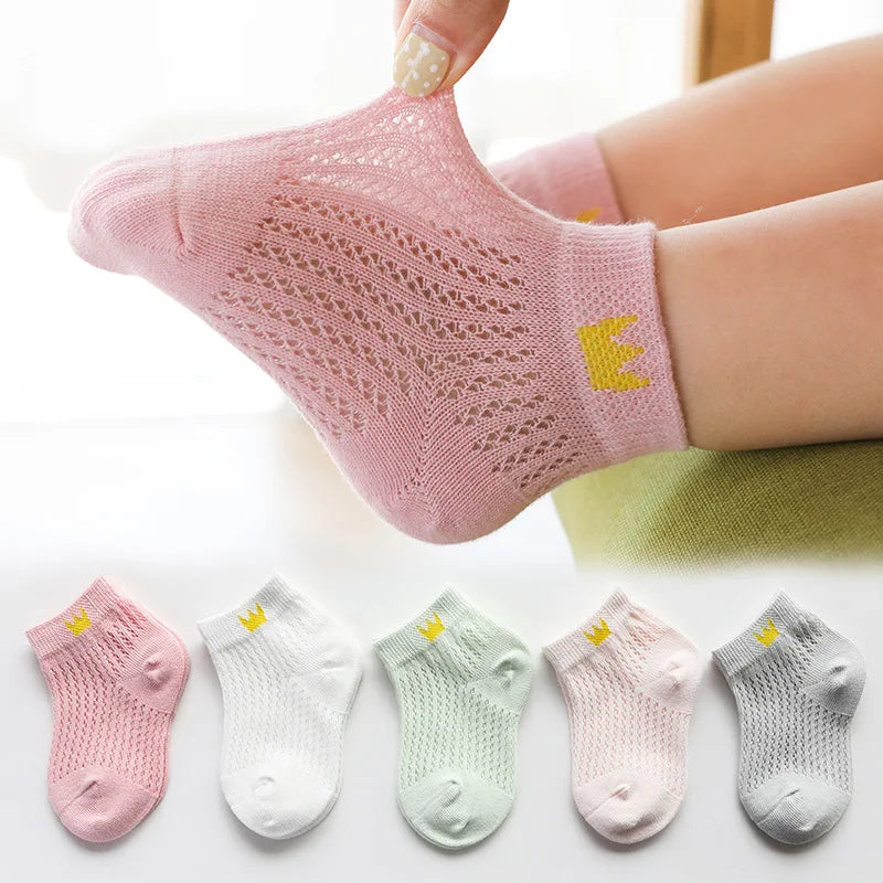 5 Pairs Summer Cotton Kids Socks Cute Cartoon Thin Mesh Baby Short Socks Dinosaur Bear Children Socks for Boys Girls Cheap Stuff