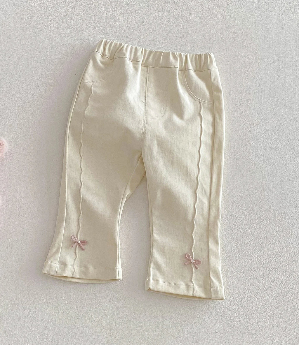 LILIGIRL Girls Jeans with Cute Bow Decor, 2026 Korean Style Spring Denim Pants, New Kids Trousers