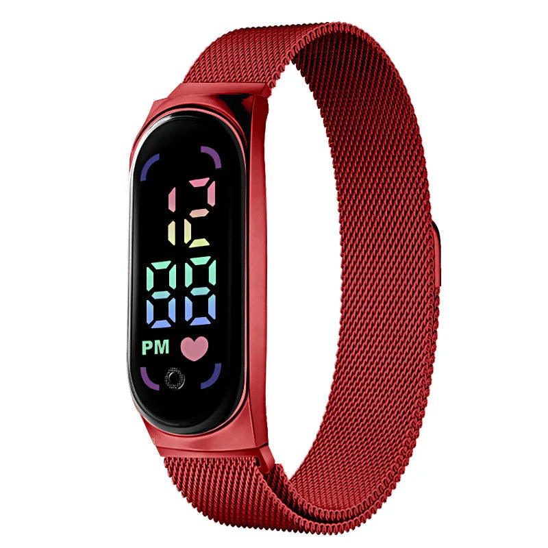 New Magnetic LED Electronic Watch, Student Sports Alloy Bracelet, Gift Children's Electronic Watch