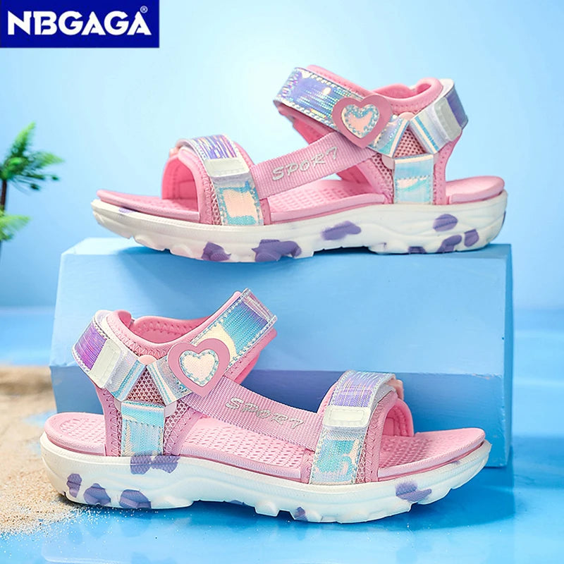Summer Cute Princess Girls Sandals  Anti-slip Sport Children's Casual Sandals Toddler Girl Breathable Open Toe Sandal Shoes