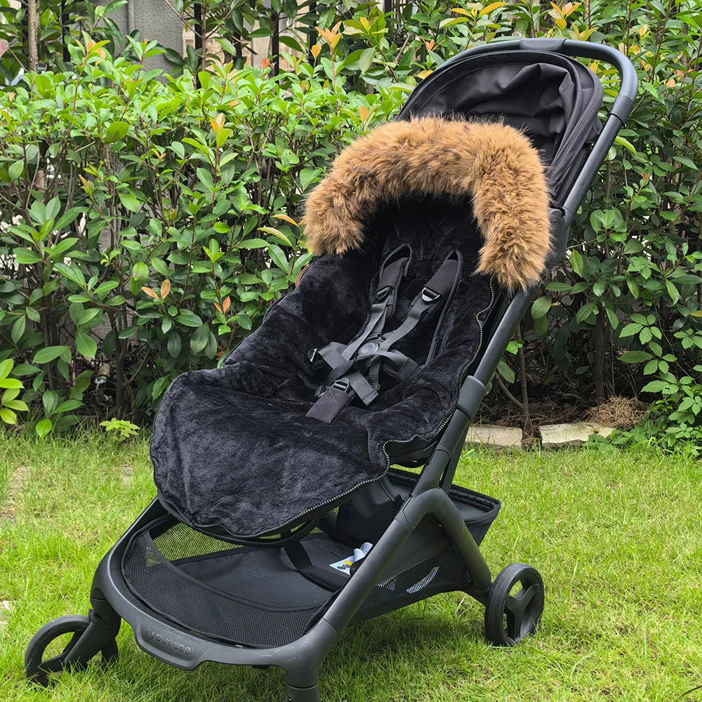 Envelope In Stroller Winter Thicker Socks Removable Fur Collar Windproof Warm Universal Pram Baby Footmuff Stroller Accessories