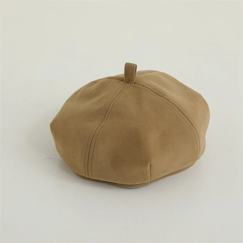Autumn Children Beret Japanese Girl Octagonal Hat Solid Color Fashion Kids Pumpkin Hats Baby Artist Painter Cap 1-5year Toddler
