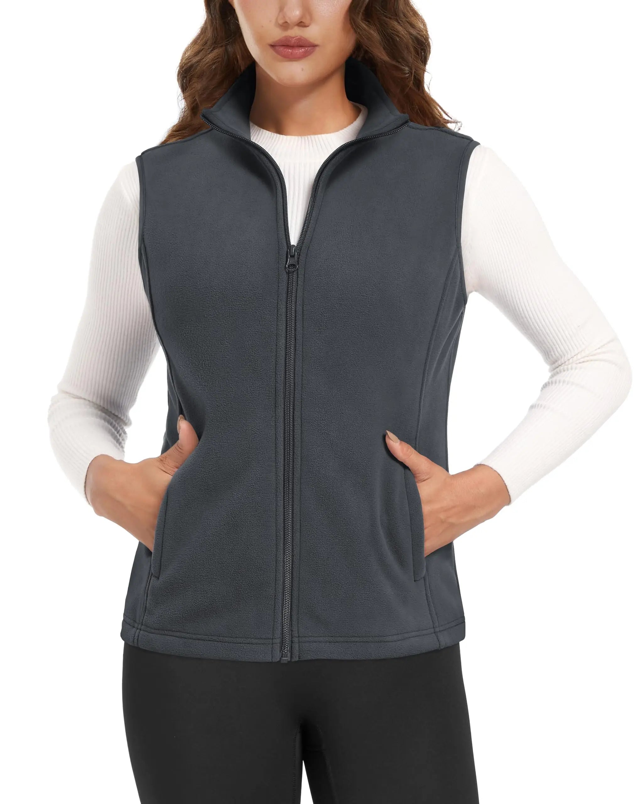 TACVASEN Autumn Winter Soft Warm Vest Womens Fashion Fleece Sleeveless Jacket Lightweight Outdoor Casual Zipper Front Waistcoat