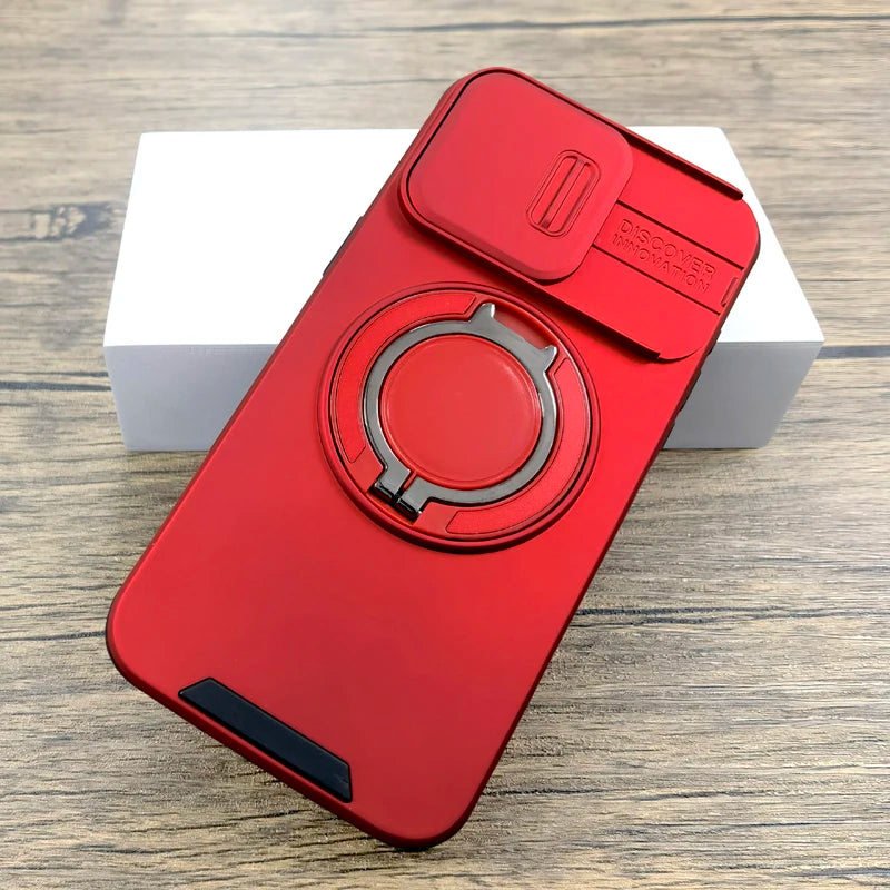 Shockproof Armor Case For iPhone 17 16 15 14 13 12 11 Pro Max 17Pro 16Pro iPhone17 Camera Lens Slide Cap Full Cover Stand Holder
