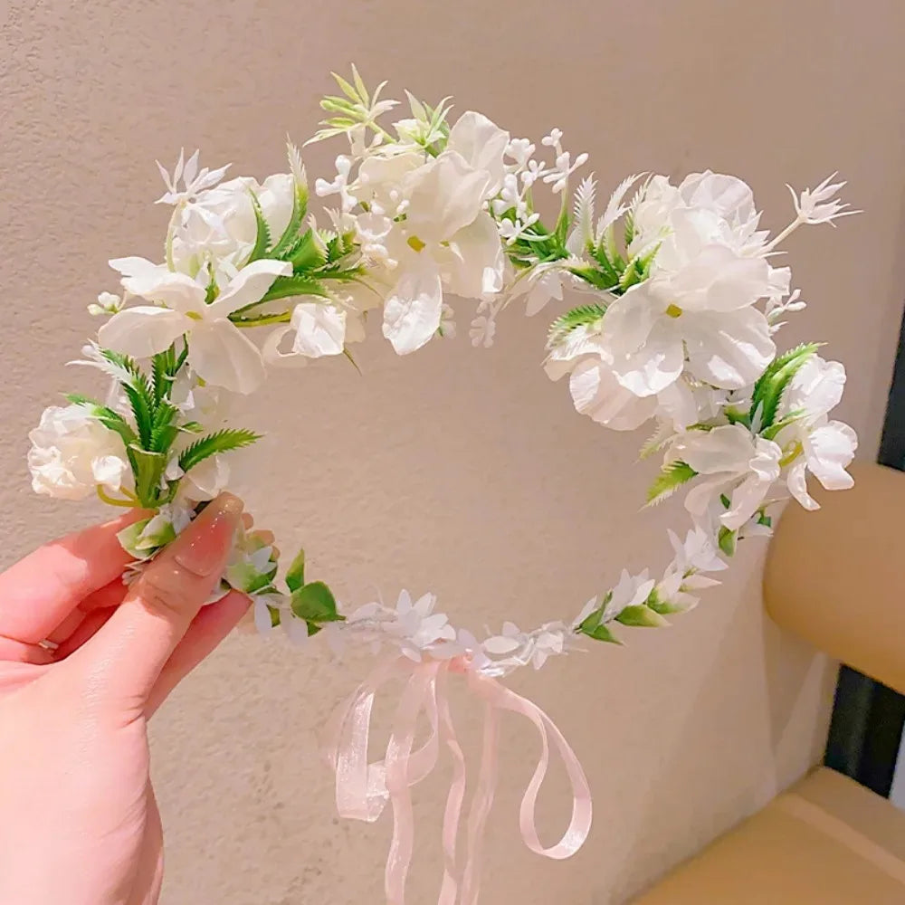 Girl Flower Wreaths Garland Crown Diadem Wedding Baroque Hairband hair flower Crown Bridal Headband Fairy Princess Hair Tiaras