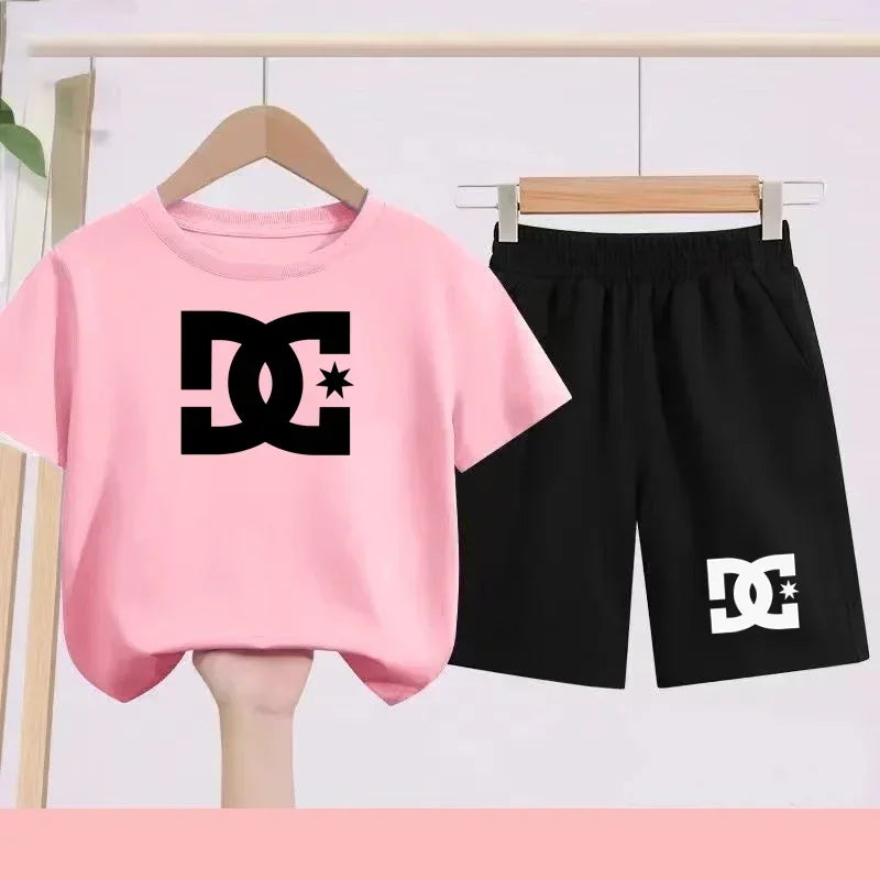 Ensembles d'été Enfants 3-13 Ans Imprimé Mignon T-shirt Sport Manches Courtes + Shorts Décontractés Garçons Filles Tenues Cadeau