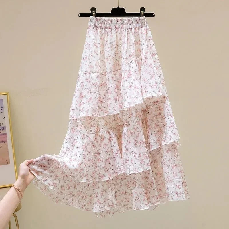 New Style Ladies Summer Simplicity Elegant Fashion Slim Trend Sexy Floral Retro A-line Skirt Fashion Camis Printing Elegant