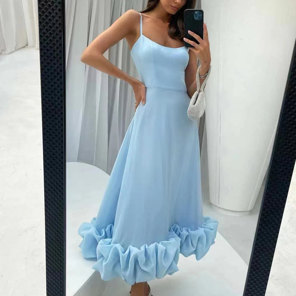 2026 Women Summer Sleeveless Sexy Long Party Dress Flower Hem Design High Waist Elegant Maxi Dress Vestidos Clothes