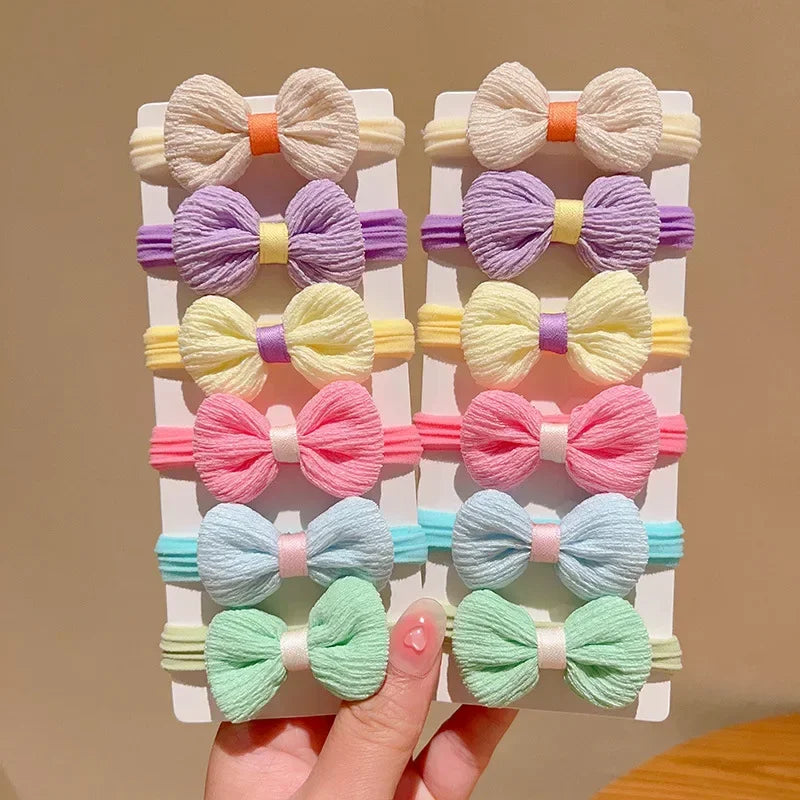 Cute Bow Tie Hair Rope Fashion Multicolor Flower Hairbands for Sweet Women Girls High Elastic Ponytail Hair Ring
