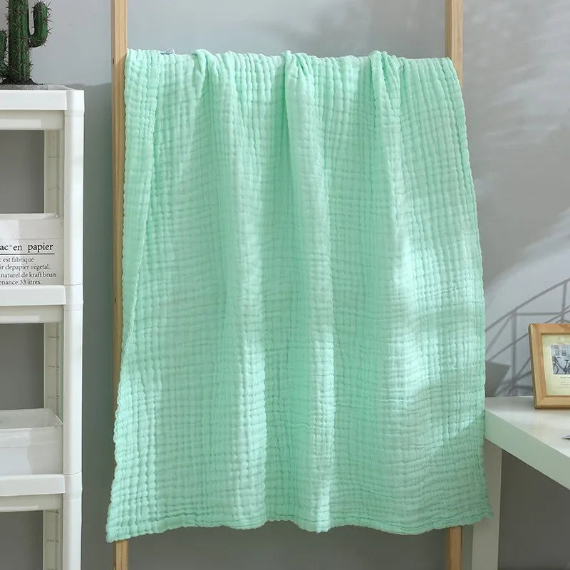 Kids Muslin Cotton Sleeping Blanket Bath Towel 110x110cm Strong Water Absorption 6 Layers Baby Breathable Bedding Muslin Blanket