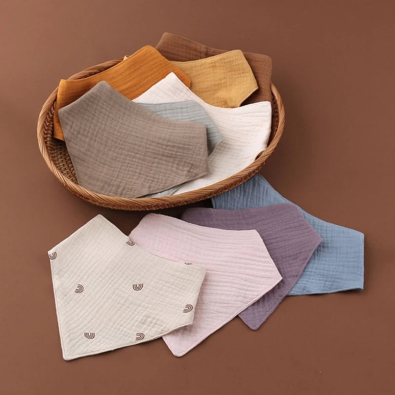 5Pcs/1pc Baby Infants Feeding Bib Soft Pure Cotton Bandana Muslin Absorbent Saliva Towel Toddler Scarf Newborn Burp