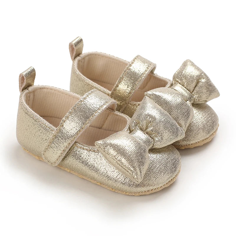 New Spring Gold Baby Shoes Elegant Breathable Cloth Sole First Walkers for Girls 0-18 Months