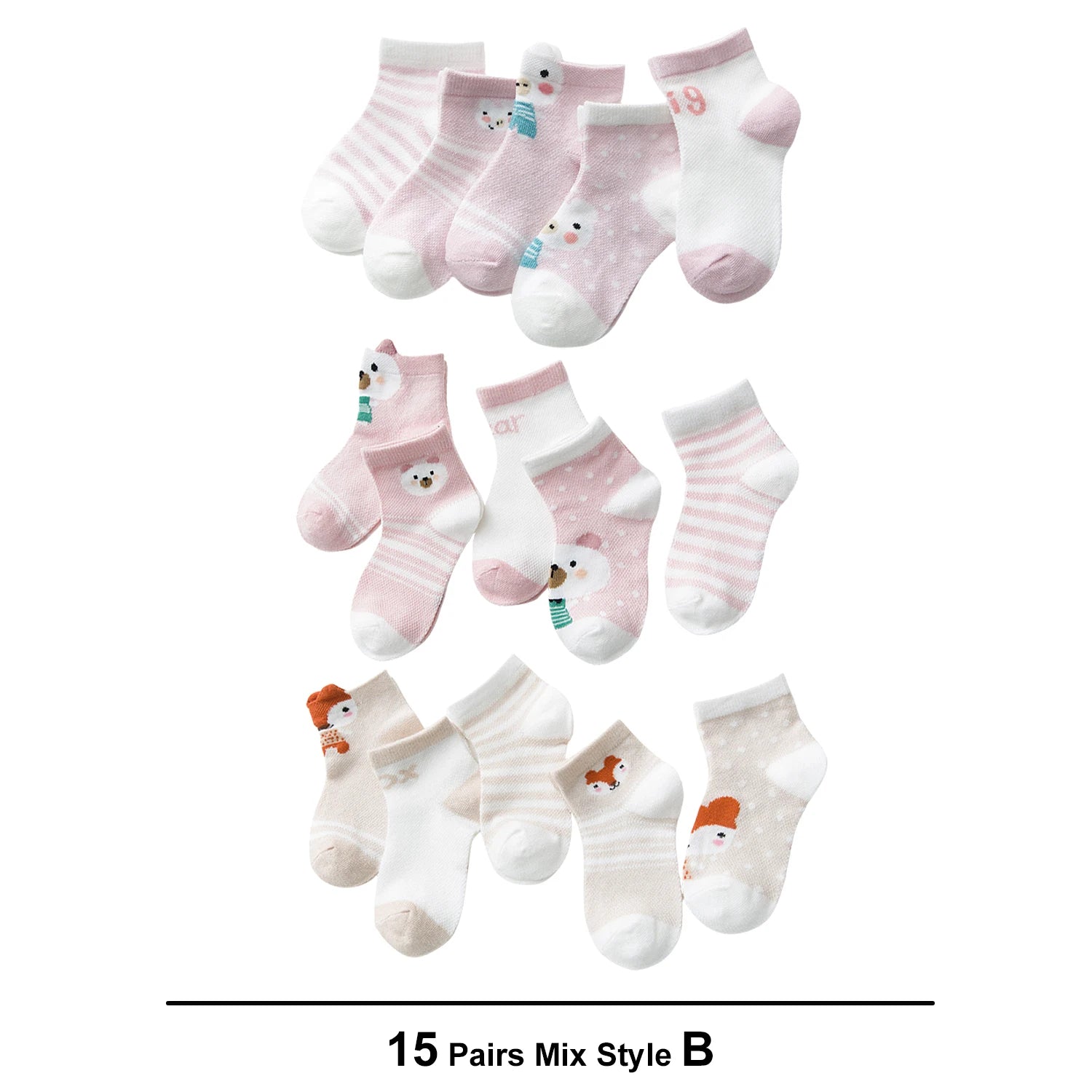 15Pairs/lot Infant Baby Socks Baby Socks for Girls Cotton Mesh Cute Newborn Boy Toddler Socks Baby Clothes Accessories