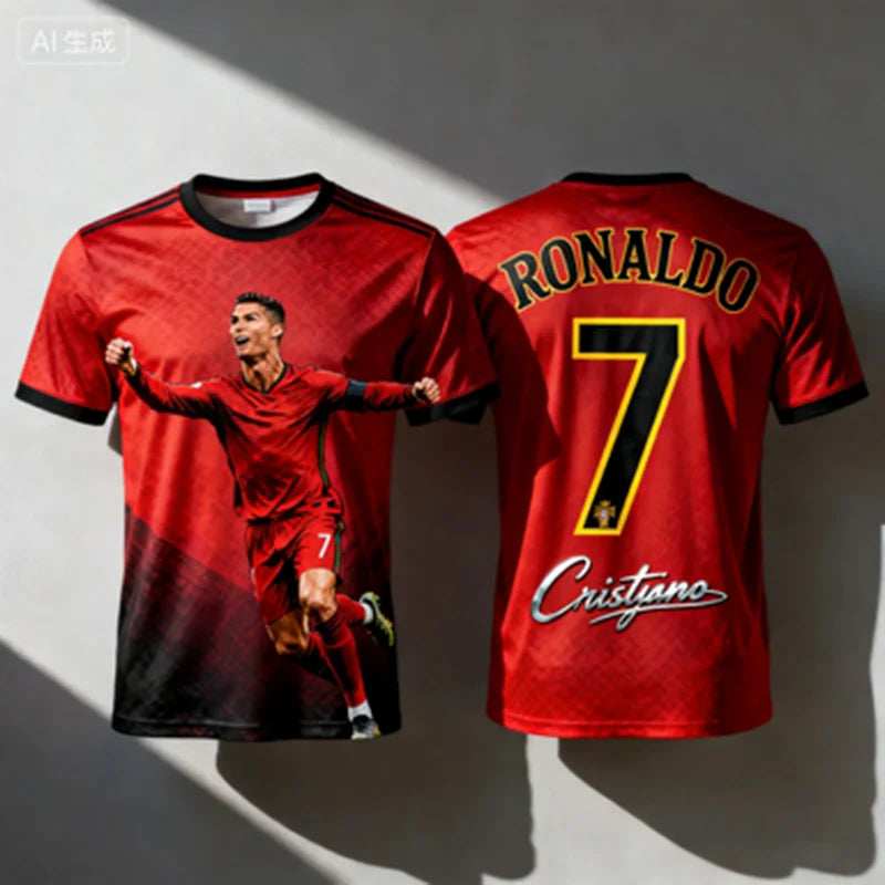 2026 Ronaldo 7 Football Jersey Chatgpt Ai Style Adults and Kids Fan Edition Summer Soccer Training Tops Comfortable Sportswear