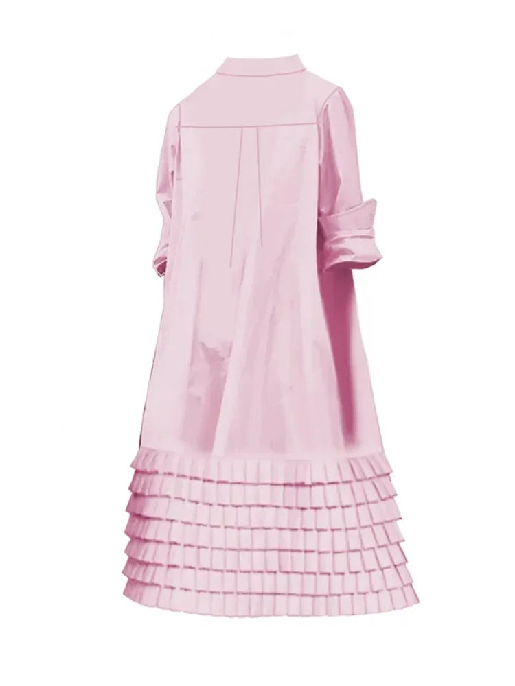 Uoozee Female Stylish Multi-Layered Lapel Shirts Dress 2024 New Spring Long Sleeves Urban Casual Midi Dresses For Office Lady