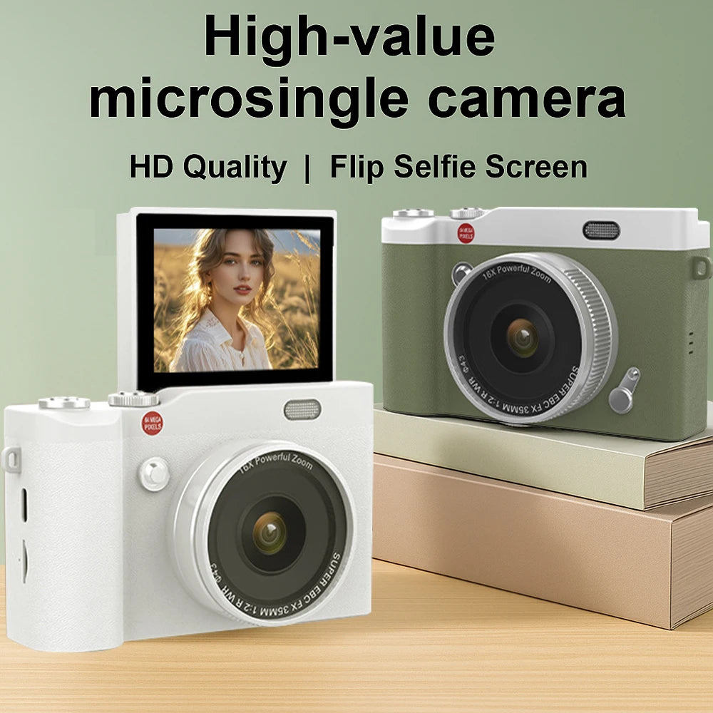 Magecam Compact Digital Camera 180° Flip 2.4'' Screen CCD Digital Camera HD Retro Camera Outdoor Travel Photo Recorder Gift