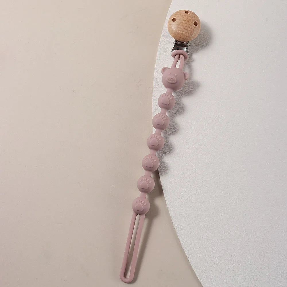 Silicone Pacifier Clip Baby Cartoon Bear Paw Cute Pacifier Chain for Newborn Teething Soother Dummy Clips Beaded