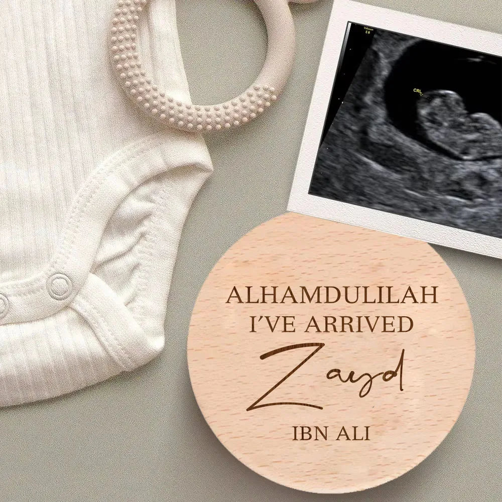 Personalised Custom Salam World Islamic Muslim Newborn Boy Girl Wooden Milestone Card Welcome To World Baby Shower Birth Gifts