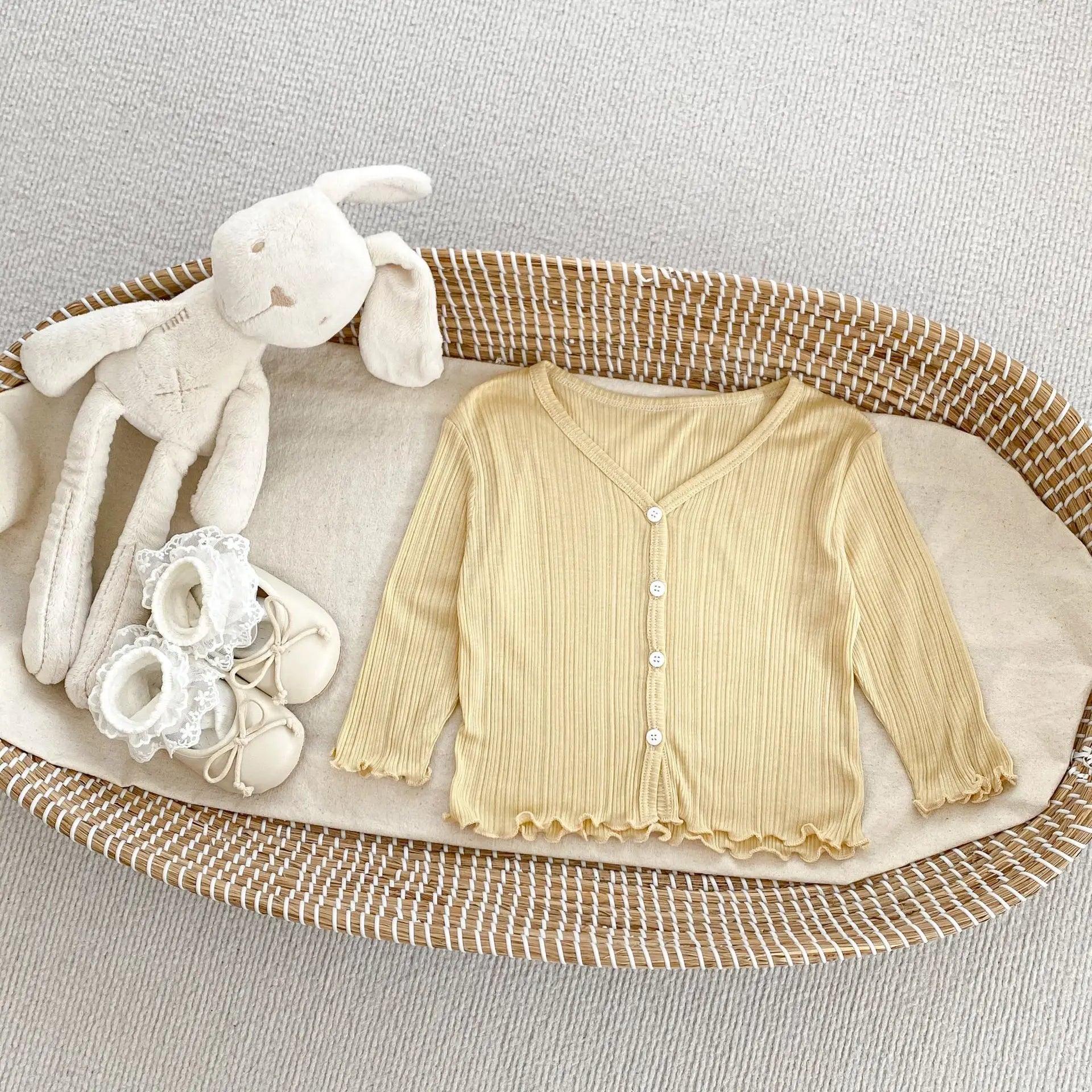 Girls' sun-protective clothing, solid colors, lightweight, breathable, air-conditioned suits, summer cardigans with ruffles, jac