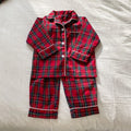 4966 Christmas Children's Pajamas Suit  Autumn Winter Cotton Plaid New Girls Long Sleeve Suit Baby Boy's Home Clothes