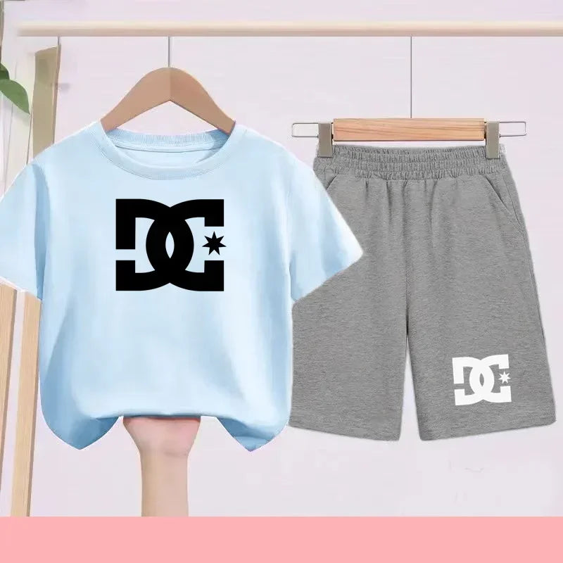 Ensembles d'été Enfants 3-13 Ans Imprimé Mignon T-shirt Sport Manches Courtes + Shorts Décontractés Garçons Filles Tenues Cadeau