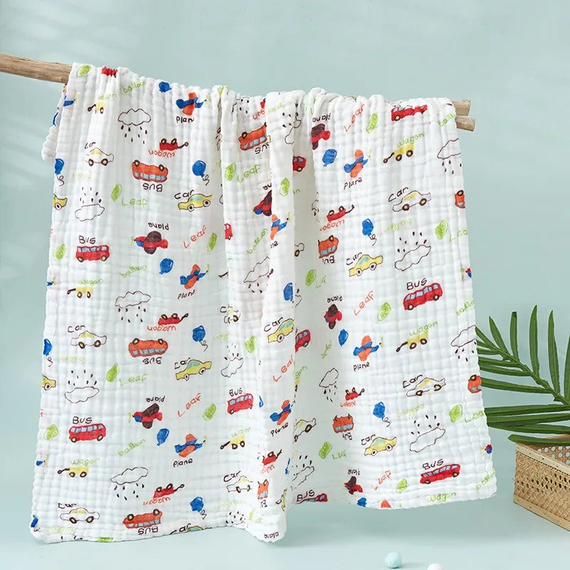 Kids Muslin Cotton Sleeping Blanket Bath Towel 110x110cm Strong Water Absorption 6 Layers Baby Breathable Bedding Muslin Blanket