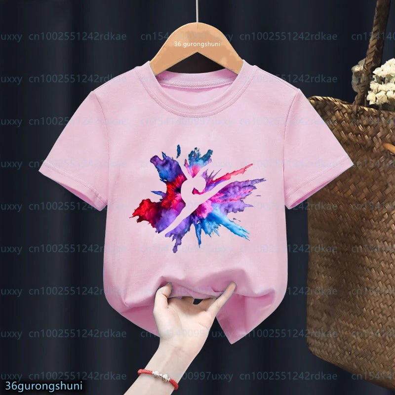 t-shirt for girls Gymnast Tshirt Rhythmic Gymnast Tshirts Custom name Fashion Harajuku Girls Pink Tops Summer Kids Tshirts