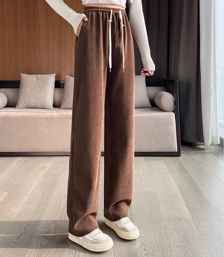 M-4XL Pregnant Women Cotton Fleece Radish Pants Autumn Ankle-length Maternity Corduroy Trousers High Waist Pregnancy Sweatpants