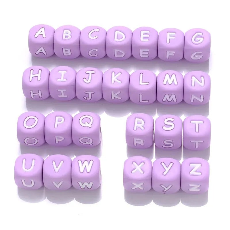 26Pcs Silicone English Letter Beads 12mm Alphabet Silicone Chewing Bead for Pacifier Clip Chain Teether Accessories BPA Free