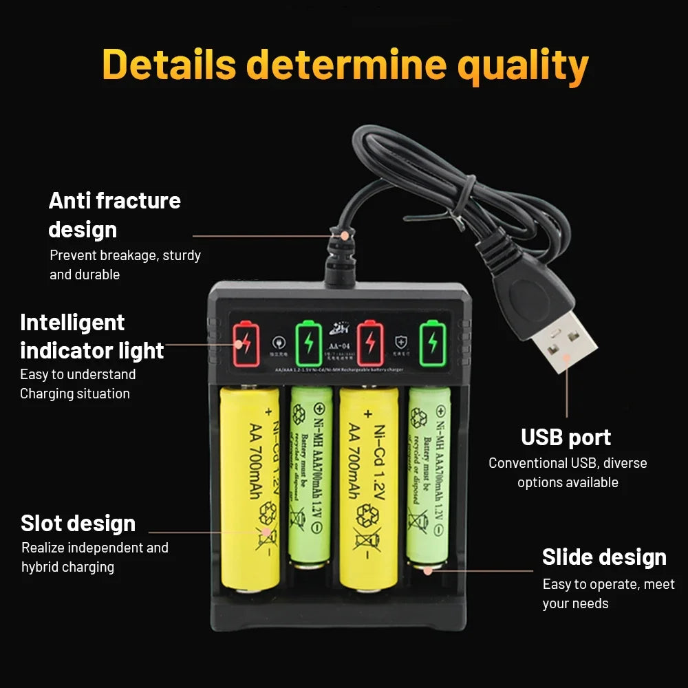 Smart USB Battery Charger WIth Dual Color LED Indicator Light Fast Intelligent Battery Charger For AA/AAA 1.2V NiCd NiMh Recharg