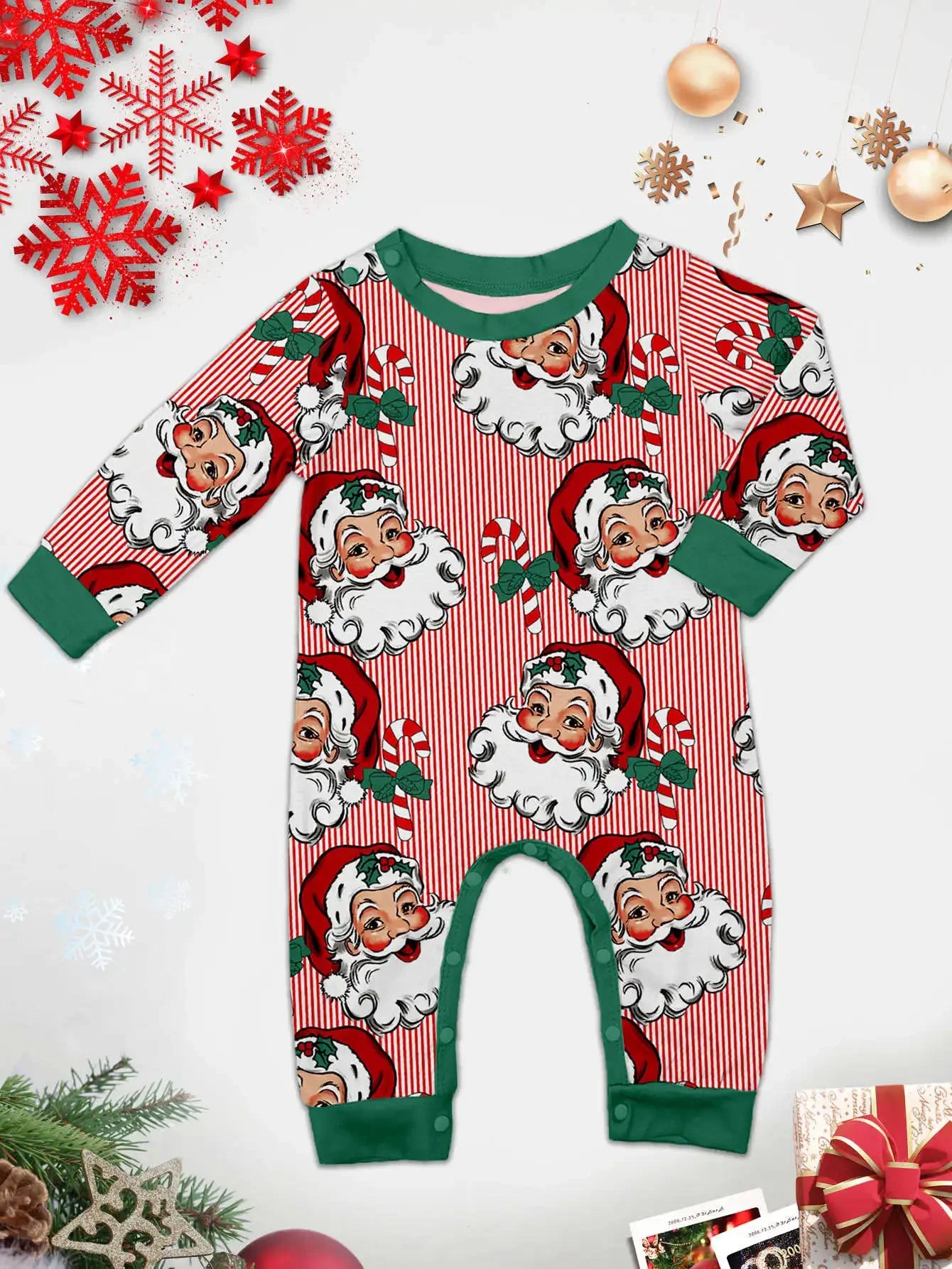 Xmas Family Look All Santa Claus Print Christmas Pajamas Set Adults Kids Matching Clothing Baby Romper Pjs Soft Loose Loungewear