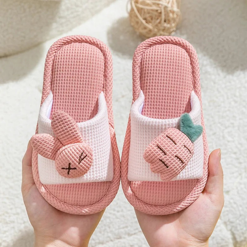 Kids' Slippers Rabbit Cotton Four Seasons Household Parenting Boys Girls Cartoon Summer Indoor Children's Fish Mouth Slippers