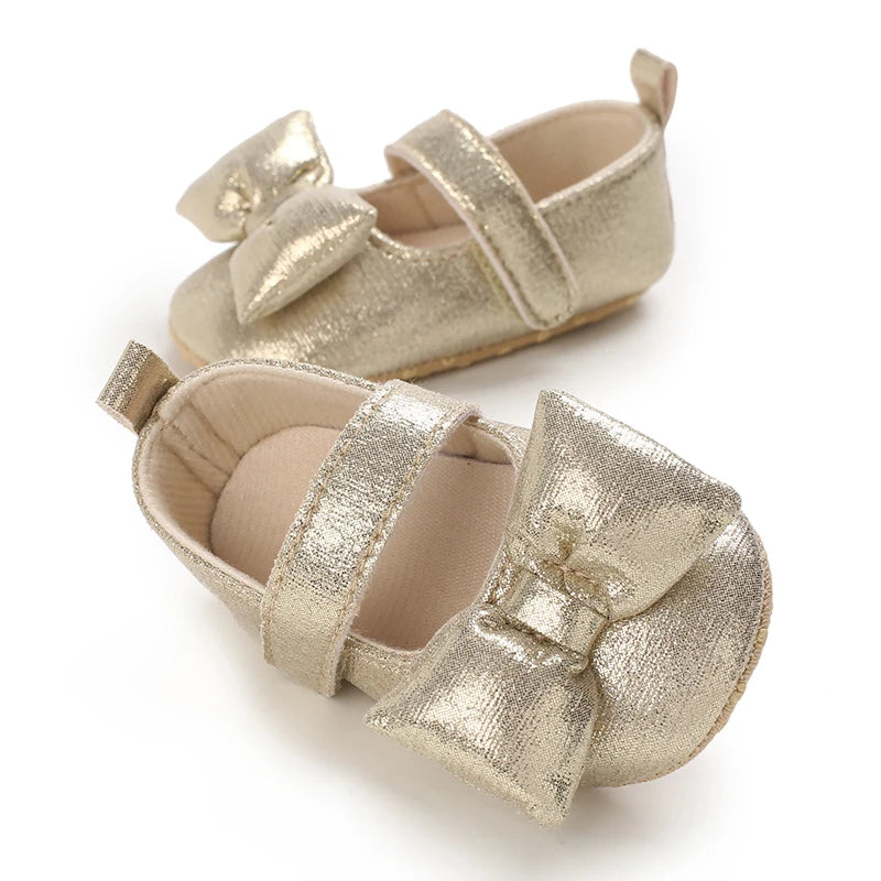 New Spring Gold Baby Shoes Elegant Breathable Cloth Sole First Walkers for Girls 0-18 Months