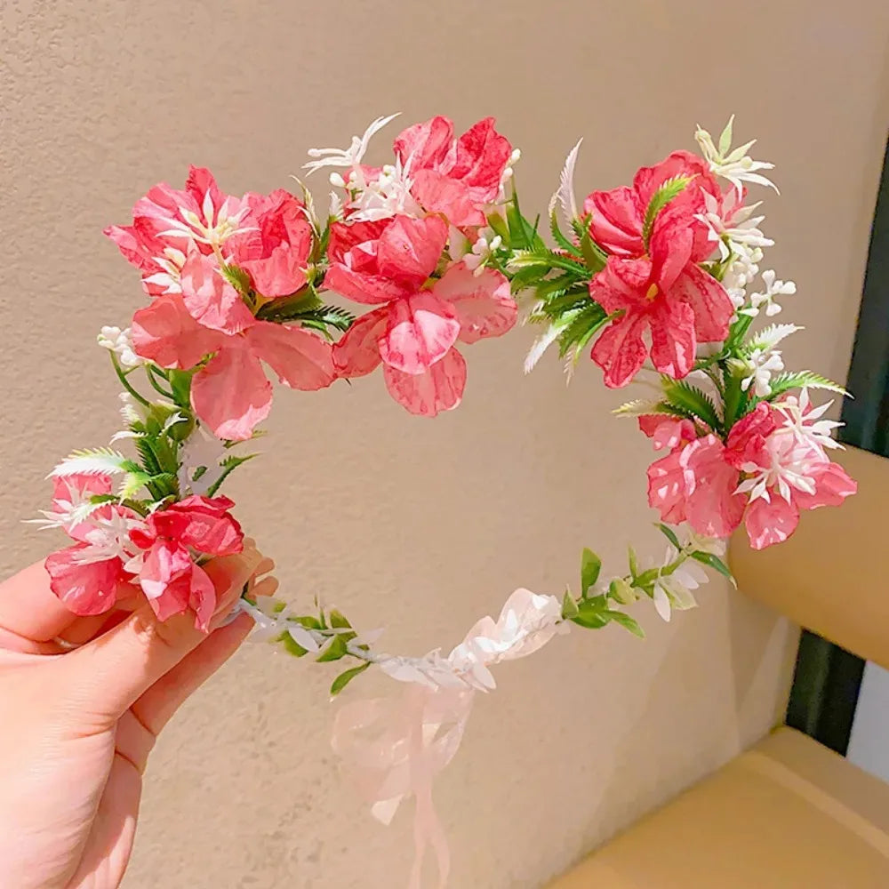 Girl Flower Wreaths Garland Crown Diadem Wedding Baroque Hairband hair flower Crown Bridal Headband Fairy Princess Hair Tiaras