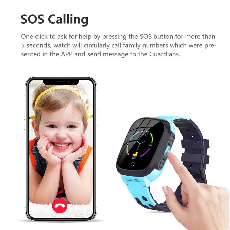 LT25 Kids Smartwatch with Body Temp Sensor, 4G LTE GPS Tracker, Touchscreen Waterproof Phone Watch, SIM Card Enabled