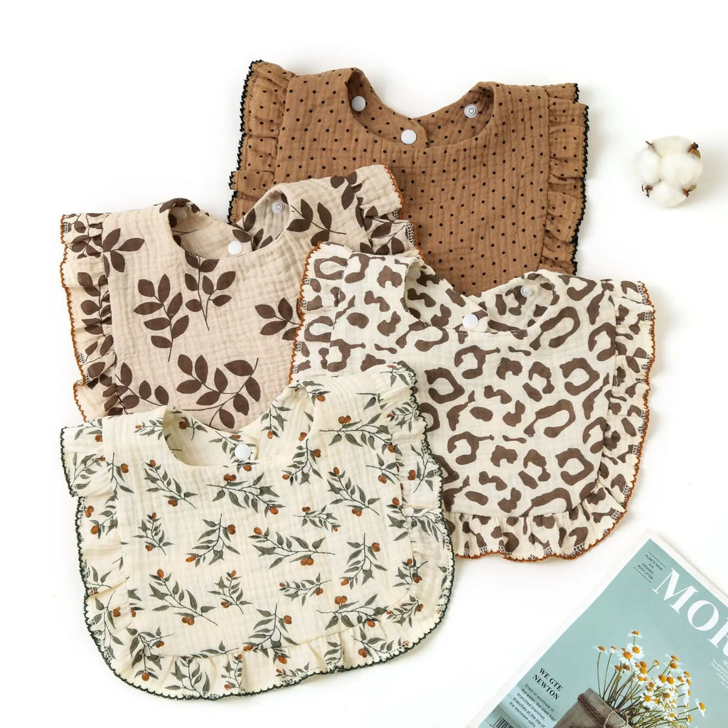 Cotton Baby Bib Infant Muslin Burp Cloths Girls Feeding Bibs Drool Saliva Towel Toddler Ruffle Floral Bib Babies Accessories