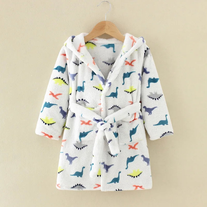 Soft Girl Sleepwear Robe Autumn Winter Children Flannel Bathrobe for girls Boys Pajamas Comfort Kids Cartoon Homewear 2-8 Year