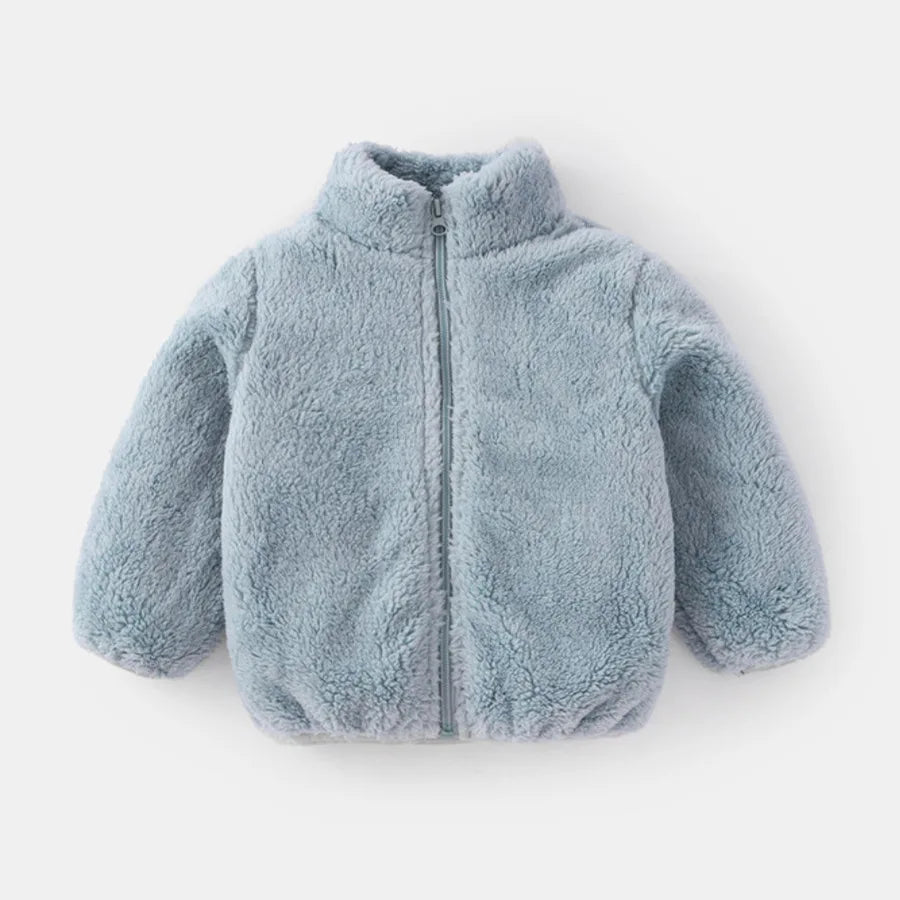 Boys Girls Solid Color Outerwear New Style Fashion Casual Plush Coats Simple Fashion Wear Casual Autumn Winter Jacket For Kids