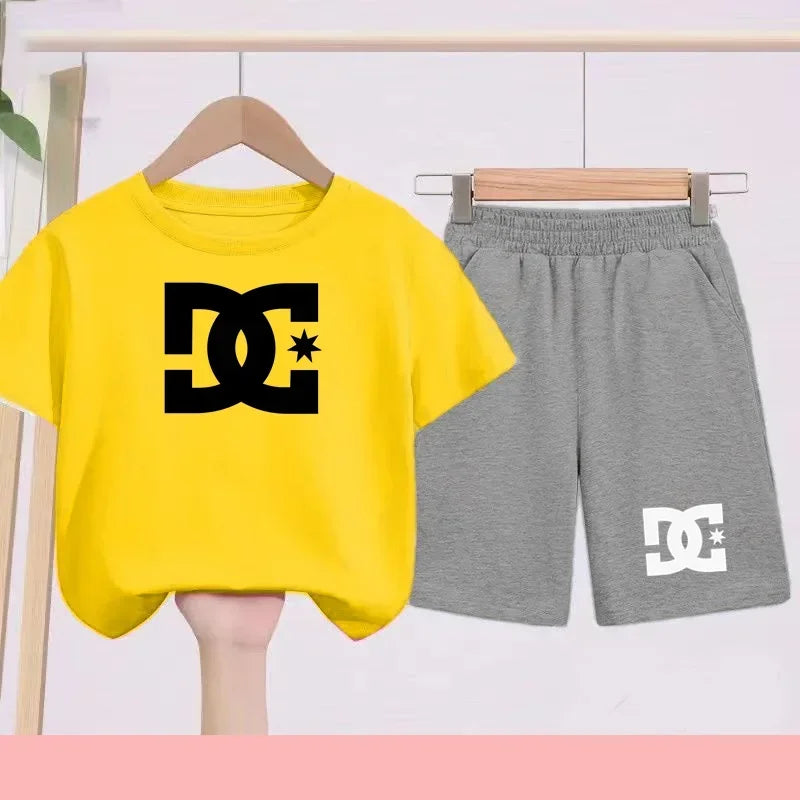 Ensembles d'été Enfants 3-13 Ans Imprimé Mignon T-shirt Sport Manches Courtes + Shorts Décontractés Garçons Filles Tenues Cadeau