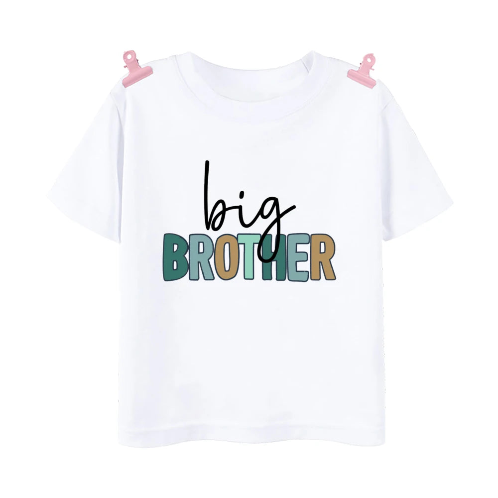 Big Bro Big Sis Little Bro Lilttle Sis Print Family Matching Shirt Boys Girls Sibling Tee T-shirt Kids Summer Short Sleeve Tops