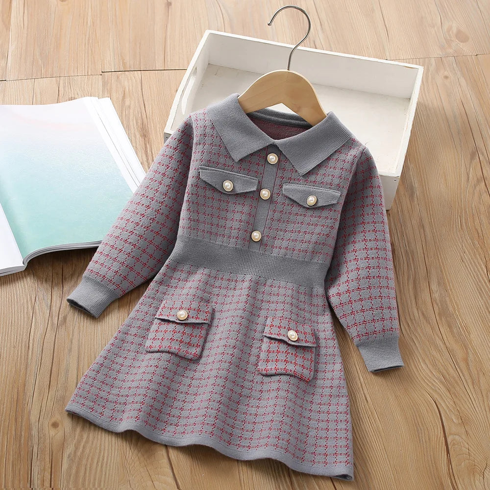 Girls Dress Winter Knitting Sweater Dress Autumn Long Sleeve Princess Dress Vestidos Warm Toddler Girl Clothes Kids Clothing