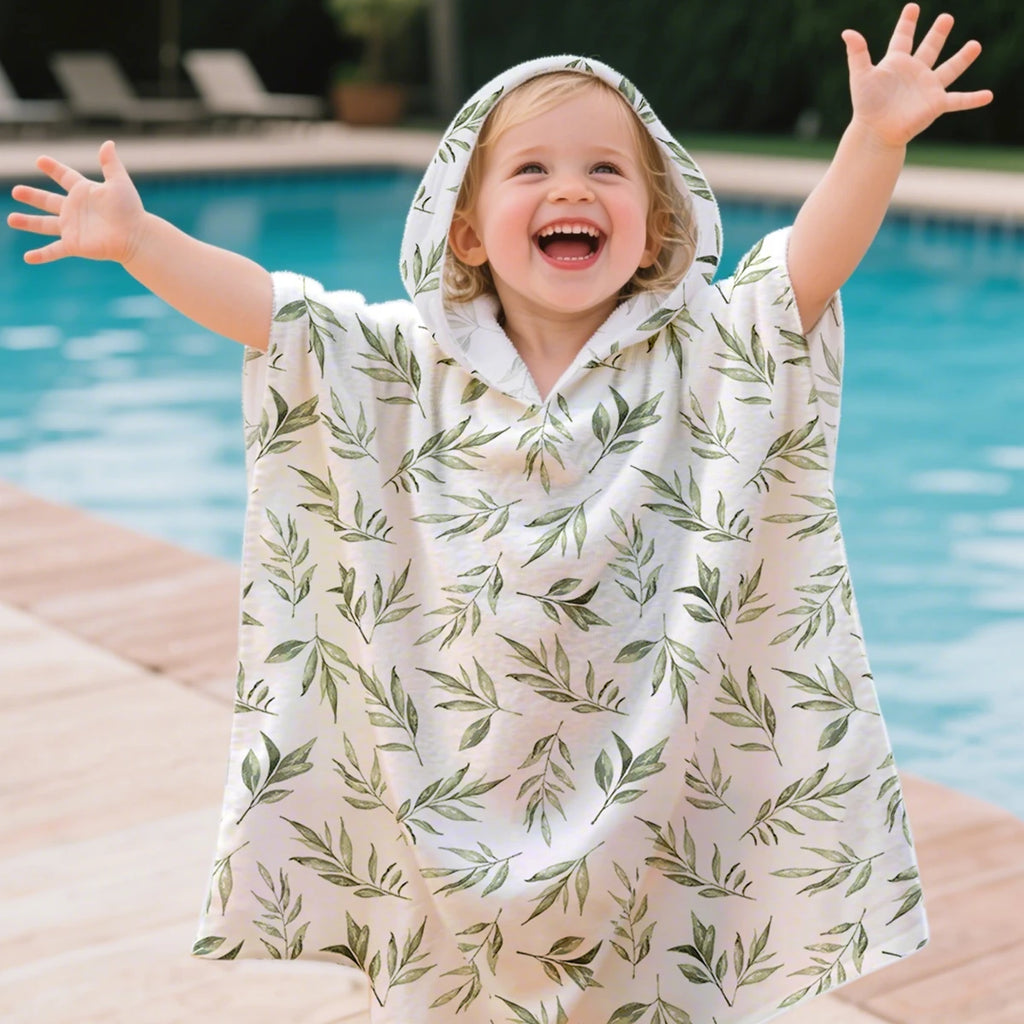 Kangobaby Hooded bathrobe, children's soft plush warm printed bathrobe pajamas, suitable for children aged 1-5 years old