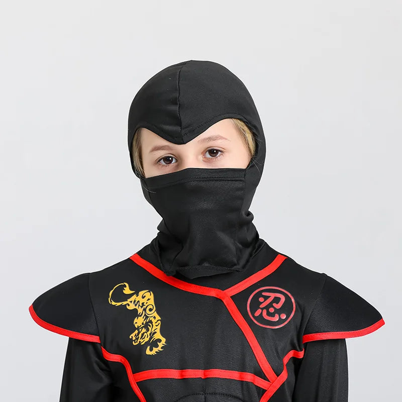 Muscle Ninja Costume for Boys Halloween Deluxe Warrior Role Play Set with Mask Street Style Ninja Outfit for Kids Party
