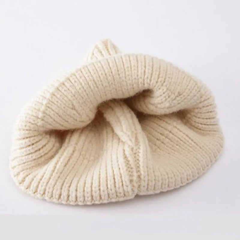 Cute Newborn Knitted Hat Winter Warm Baby Pullover Cap 3-18Month Boys Girls Solid Color Woolen Crochet Bonnet Children Beanies