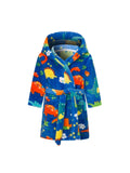 Kids Hooded Dinosaur Printed Flannel Bathrobe Babys Bath Robes Boys Astronaut Cartoon Soft Warm Pajamas Long Sleeves Towel Robe