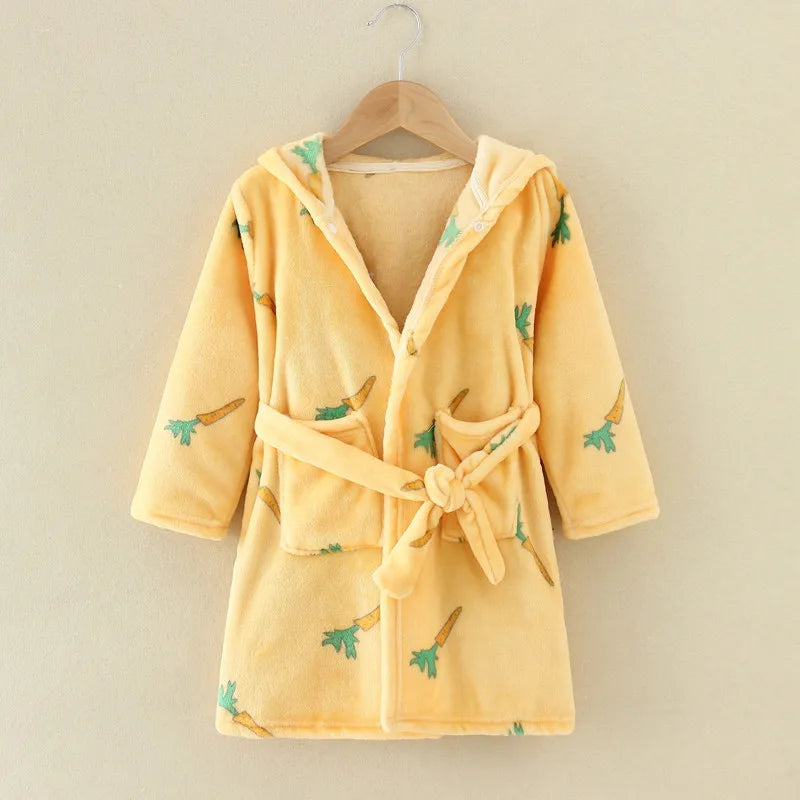Soft Girl Sleepwear Robe Autumn Winter Children Flannel Bathrobe for girls Boys Pajamas Comfort Kids Cartoon Homewear 2-8 Year