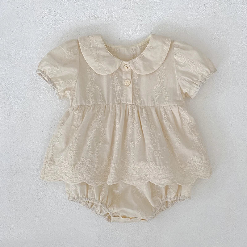 2026 Baby Clothes Summer New Girl Baby Bag Fart Short Sleeves Clothes Full Moon Hundred Day Princess Skirt Newborn Jumpsuit