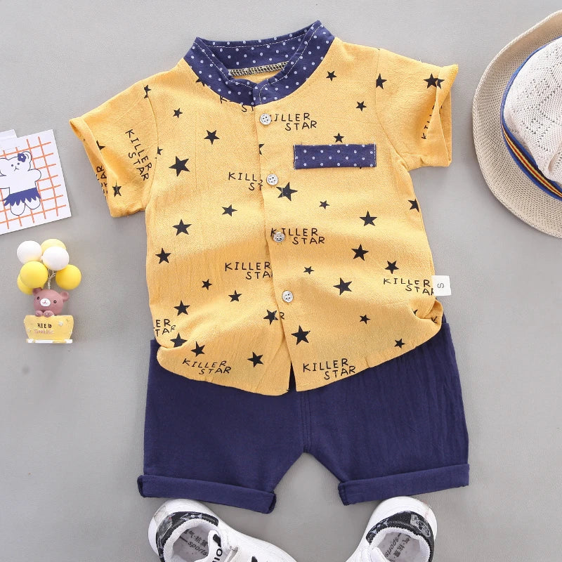 2024 Summer Casual Clothes Fashion Baby Boy's Suit Set Top Shorts 2PCS Baby Clothing Set For Boys Infant Suits Kids Clothes