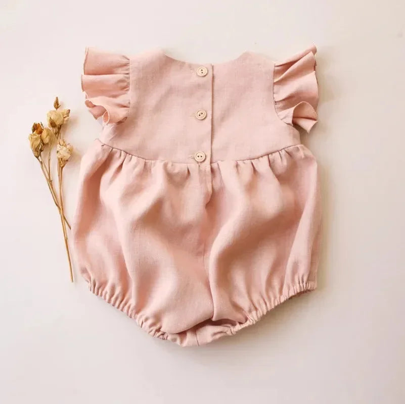0-24M Linen Cotton Newborn Girl Clothes Lovely Summer Baby Romper Infant Girl Jumpsuits